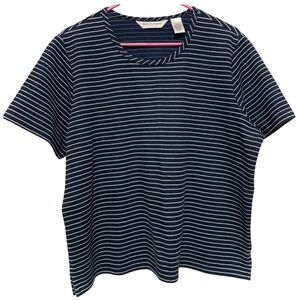 Drapers and Damons Striped T Shirt Blue White Extra Large Petite Top